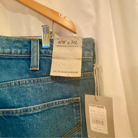 Blue Ranchwear men’s regular straight jeans 40x34 NWT - Picture 2 of 12